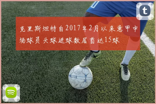 克里斯坦特自2017年2月以来意甲中场球员头球进球数居首达15球